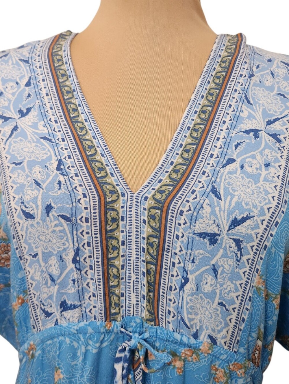 AAKAA Boho Kimomo Sleeve Kaftan Mini Dress - Size S - Picture 5 of 15